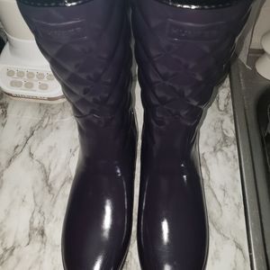 Hunter tall dark purple rain boots